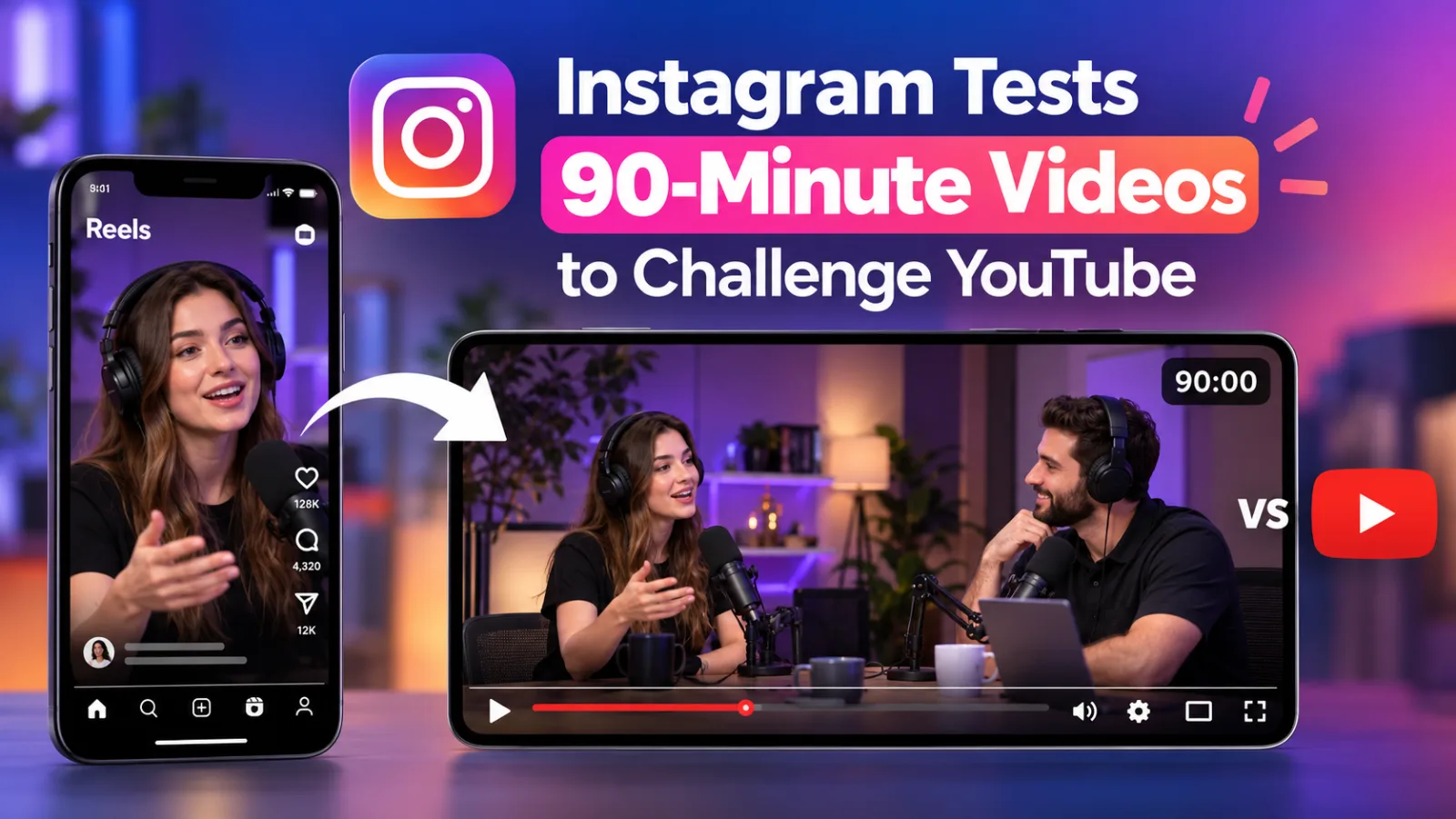 Instagram testing 90-minute horizontal videos for podcasts and creators to compete with YouTube.