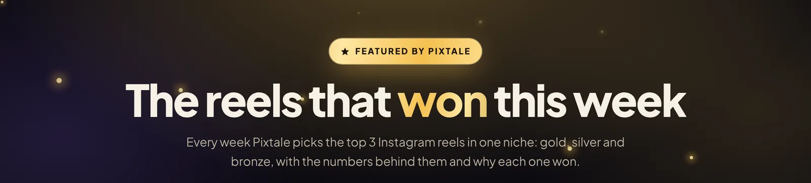 The Featured Reels page header: The reels that won this week